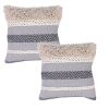 18 x 18 Cotton Accent Throw Pillows, Geometric Lined Pattern, Set of 2, Multicolor