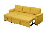 Lucca Yellow Linen Reversible Sleeper Sectional Sofa with Storage Chaise