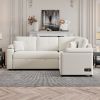 87.4" L-shape Sofa Bed Pull-out Sleeper Sofa with Wheels, USB Ports, Power Sockets for Living Room, Beige