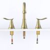 2-Handle 8 inch Widespread Bathroom Sink Faucet Brushed Gold Lavatory Faucet 3 Hole 360° Swivel Spout Vanity Sink Basin Faucets 3007B-NA