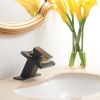 Waterfall Single Hole Single-Handle Low-Arc Bathroom Faucet With Glass Spout In Matte Black