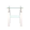 1-Piece Modern Tempered Glass Tea Table Coffee Table End Table, Square Table for Living Room, Transparent/White