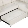 87.4" L-shape Sofa Bed Pull-out Sleeper Sofa with Wheels, USB Ports, Power Sockets for Living Room, Beige