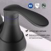 Bathroom Faucet Matt Black with Pop-up Drain & Supply Hoses 2-Handle 360 Degree High Arc Swivel Spout Centerset 6 Inch Vanity Sink Faucet 4011B-MB