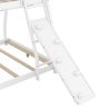 Twin over Queen House Bunk Bed with Climbing Nets and Climbing Ramp, White