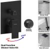 Male NPT Waterfall Tub and Shower Faucet Set, Suntisbo 10-Inch Matte Black Rain Shower System
