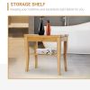 HOMCOM Long Bamboo Shower Bench Seat, 20" Wooden Spa Shower Stool with Underneath Storage Shelf Shoe Organizer