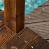7.5' Fir Wood Garden Bridge Arc Walkway with Side Railings, Perfect for Backyards, Gardens, & Streams, Carbonized