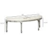 HOMCOM Semi-Circle End of Bed Bench with Tufted Design, Upholstered Bedroom Entryway Bench with Rubberwood Legs, Off White