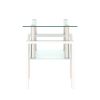1-Piece Modern Tempered Glass Tea Table Coffee Table End Table, Square Table for Living Room, Transparent/White