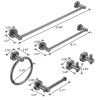 Bathroom Hardware Set, Thicken Space Aluminum 6 PCS Towel bar Set- Gun Grey 24 Inches Wall Mounted