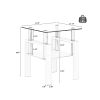 1-Piece Modern Tempered Glass Tea Table Coffee Table End Table, Square Table for Living Room, Transparent/White