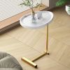 2-pieces White C-shaped Side Table, C Shaped End Table, Side Table for Couch and Bed, Small Side Table for Small Spaces