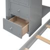 Twin Over Full Bunk Bed with 3-layer Shelves, Drawers and Storage Stairs, Gray