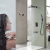 Male NPT Waterfall Tub and Shower Faucet Set, Suntisbo 10-Inch Matte Black Rain Shower System