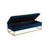 58.6" Bed Bench Metal Base with Storage Navy Blue Velvet