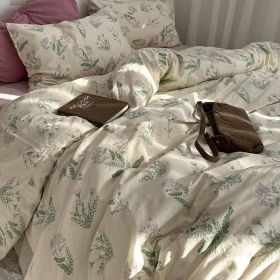 Garden Small Floral Cotton Bed 4-piece Summer Girly Bedding Set (Option: 200cm four piece set-Ono tea)