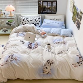 Household Fashion Simple Pure Cotton 3D Printing Bedding (Option: Cream Spotted Dog-1.2M)