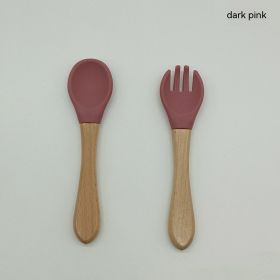 Pedology Eating Edible Silicon Spoon And Fork Set (Option: Deep pink)