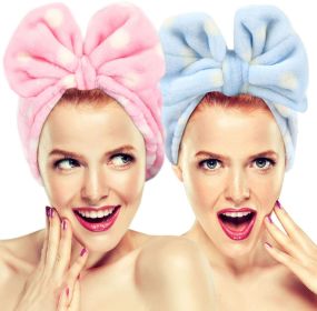 Hair Band Flannel Bow Hair Band Online Influencer Cute Girl Heart Makeup Hair Fixer Bags Apply A Facial Mask Face Washing (Option: Pink Dots)
