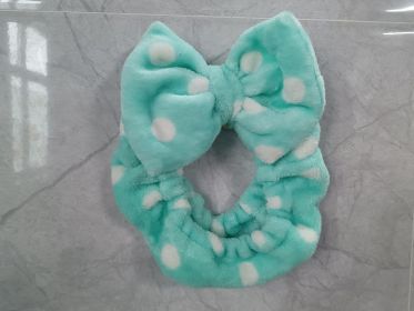 Hair Band Flannel Bow Hair Band Online Influencer Cute Girl Heart Makeup Hair Fixer Bags Apply A Facial Mask Face Washing (Option: Green Polka Dot)