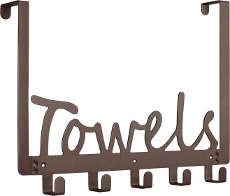 Black Towel Rear Door Hook Shower Door Rear Towel Rack Hook (Option: Brown-41 × 25 × 5cm)