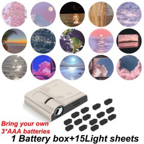 Ins Landscape Projection Light Background Projector Night Light Planet Sea Cloud Lamp Atmosphere Party Photo Prop Christmas Gift (Color: milky-15xScenes)