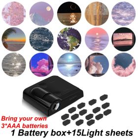 Ins Landscape Projection Light Background Projector Night Light Planet Sea Cloud Lamp Atmosphere Party Photo Prop Christmas Gift (Color: black-15xScenes)