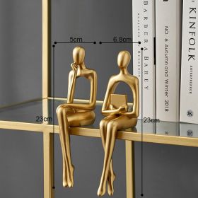 Nordic Abstract Figures Home Decoration Accessories Sculptures Living Room Study Decor Gold Humanoid Resin Embellishment Statues (Color: seat BC)
