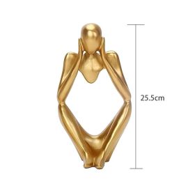 Nordic Abstract Figures Home Decoration Accessories Sculptures Living Room Study Decor Gold Humanoid Resin Embellishment Statues (Color: thinker C)