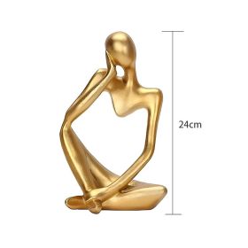 Nordic Abstract Figures Home Decoration Accessories Sculptures Living Room Study Decor Gold Humanoid Resin Embellishment Statues (Color: thinker A)