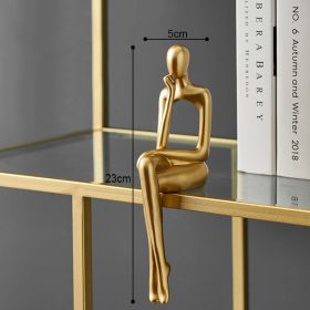 Nordic Abstract Figures Home Decoration Accessories Sculptures Living Room Study Decor Gold Humanoid Resin Embellishment Statues (Color: seat B)