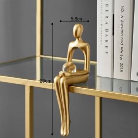 Nordic Abstract Figures Home Decoration Accessories Sculptures Living Room Study Decor Gold Humanoid Resin Embellishment Statues (Color: seat A)