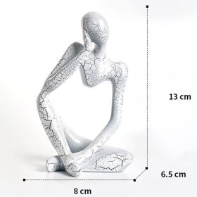 Nordic Art Abstract Thinker Statue Abstract Figure Sculpture Home Crafts Resin Statues Small Ornaments Office Room Desktop Decor (Color: A1 - White - Small)