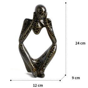 Nordic Art Abstract Thinker Statue Abstract Figure Sculpture Home Crafts Resin Statues Small Ornaments Office Room Desktop Decor (Color: B3 - Black - Large)