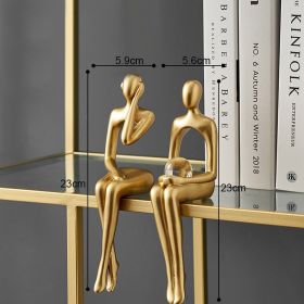 Nordic Abstract Figures Home Decoration Accessories Sculptures Living Room Study Decor Gold Humanoid Resin Embellishment Statues (Color: seat AD)