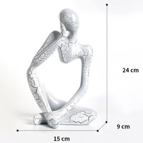 Nordic Art Abstract Thinker Statue Abstract Figure Sculpture Home Crafts Resin Statues Small Ornaments Office Room Desktop Decor (Color: A1 - White - Large)