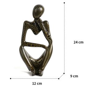 Nordic Art Abstract Thinker Statue Abstract Figure Sculpture Home Crafts Resin Statues Small Ornaments Office Room Desktop Decor (Color: B2 - Black- Large)