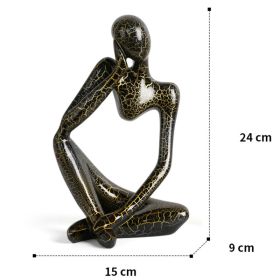 Nordic Art Abstract Thinker Statue Abstract Figure Sculpture Home Crafts Resin Statues Small Ornaments Office Room Desktop Decor (Color: B1 - Black - Large)