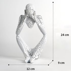 Nordic Art Abstract Thinker Statue Abstract Figure Sculpture Home Crafts Resin Statues Small Ornaments Office Room Desktop Decor (Color: A3 - White - Large)