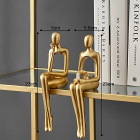 Nordic Abstract Figures Home Decoration Accessories Sculptures Living Room Study Decor Gold Humanoid Resin Embellishment Statues (Color: seat AB)