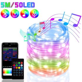 RGB IC Christmas Smart Fairy Light Bluetooth APP Control LED String Light Music Rhythm Waterproof 2023 Xmas Light Party New Year (Ships From: CN)