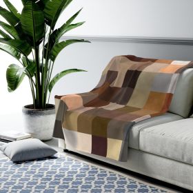 Accent Blankets, Multicolor Block Natural Brown Style Throw Blanket (size: 60" × 80")