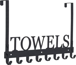 Black Towel Rear Door Hook Shower Door Rear Towel Rack Hook (Option: Black-41 × 25 × 5cm)