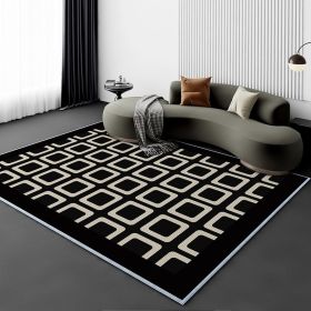 Living Room Carpet Fully Covered Bedroom And Household Sofa Table Carpet Bedside Stain-resistant Non-slip Foot Mat (Option: Rule Series Square-100120cm Crystal Velvet)