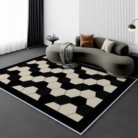 Living Room Carpet Fully Covered Bedroom And Household Sofa Table Carpet Bedside Stain-resistant Non-slip Foot Mat (Option: Rule Series Hexagon-200300cm Crystal Velvet)