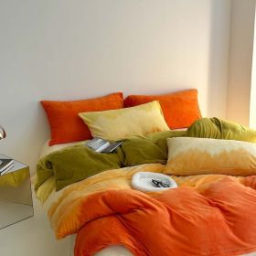 Cream Girl Gradient Color Milk Fiber Four-piece Set (Option: Velvet Yunchuan Ly-180cm Bed Sheet)